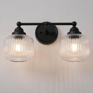 SongCiLT Vintage 2-Lights Clear Ribbed Glass Wall Sconce Lighting-ONLY 1 GLOBE
